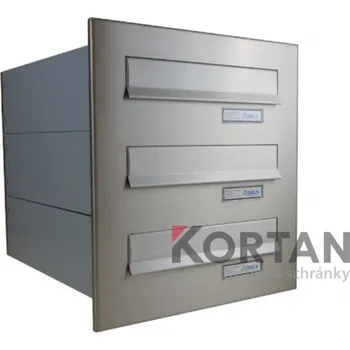 Poštovní schránka 3x poštovní schránka B-04 k zazdění do sloupku + čelní deska - NEREZ / šedá