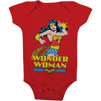 Kojenecký body Wonder Woman kojenecké body tričko, Baby Body Red, dětské XL velikost XL (12 měsíců)