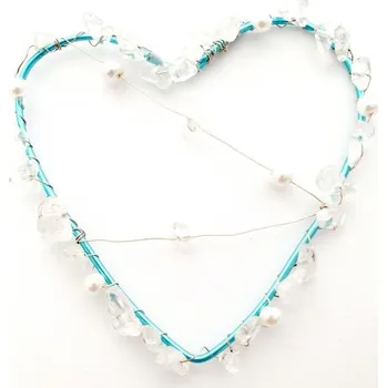 Drátěné srdce - modré s Křišťálem