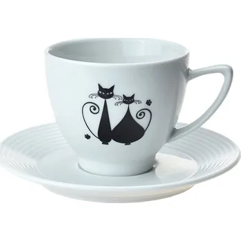 Šálek s podšálkem na kávu 150 ml Lea Black Cats mix dekorů