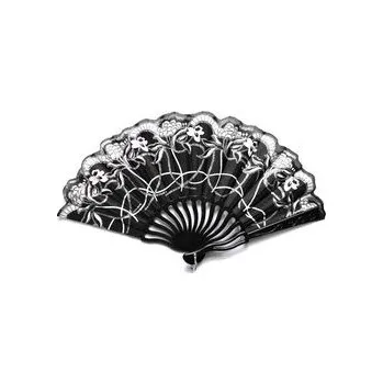 Karnevalový doplněk Gotický vějíř černý s květy se stonky