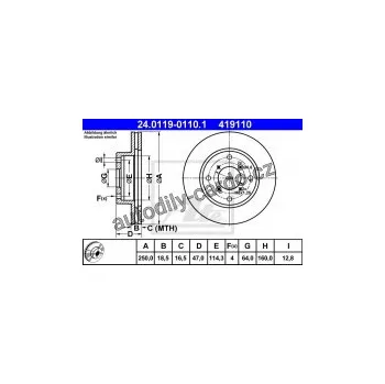 Brzdový kotouč Brzdový kotouč ATE 24.0119-0110 (AT 419110) - SUZUKI