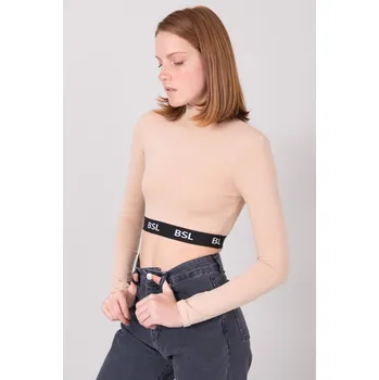 Krátký top BSL Béžový rolák Fashionhunters růžová 1705764