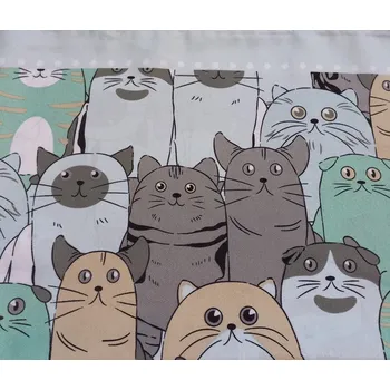 Šálek 100% polyester, zeleno-hnědo- bílé kočky