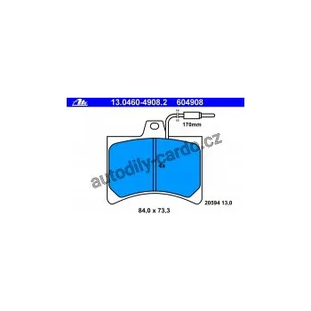 Autodíl Sada brzdových destiček ATE 13.0460-4908 (AT 604908) - CITROËN