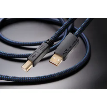Datový kabel ADL Formula 2-B 0,6 m (Vysoce kvalitní USB kabel, délka 0,6 m, konektory USB A-B zlacené, postříbřené OFC vodiče, trojité stínění, textilní oplet)