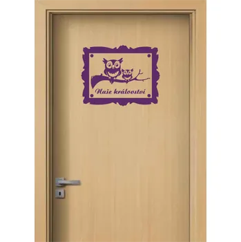 Samolepící dekorace Samolepka na dveře - Cedulka se sovami a jménem (dekorace do bytu)