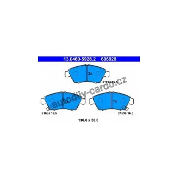 Brzdová destička Sada brzdových destiček ATE 13.0460-5928 (AT 605928)