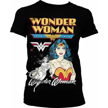 Nestandardní parfém Wonder Woman tričko, Posing Wonder Woman Girly Black, dámské XXL