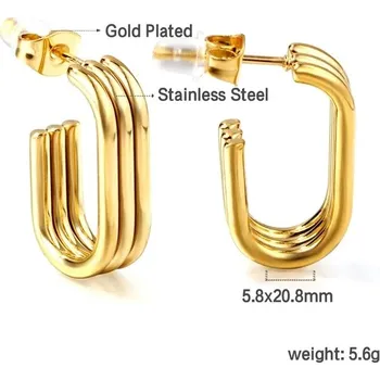 Náušnice Kruhové náušnice z chirurgické oceli ve zlaté barvě - 157G