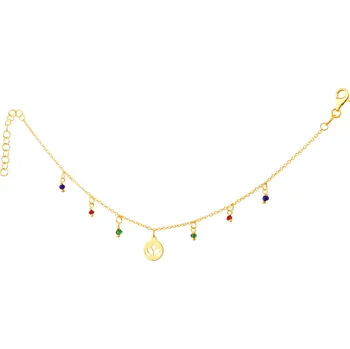 Náramek Pozlacený stříbrný náramek se sklem - květ lotosu - AP532-4258