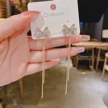 Náušnice Dlouhé visací náušnice se zirkony - 11