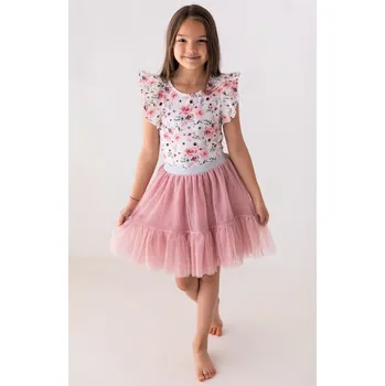 Dívčí šaty Dívčí sukýnka Princess Lily Grey old pink (stříbrná guma) - 116