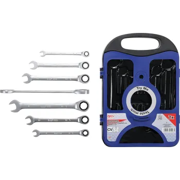 Ruční nářadí BGS 1596, Sada ráčnových očkoplochých klíčů | 8 - 19 mm | 7dílná