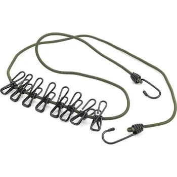 Sušák na prádlo Fosco Šňůra na prádlo (gumicuk) 140cm s 8 kolíčky - zelená