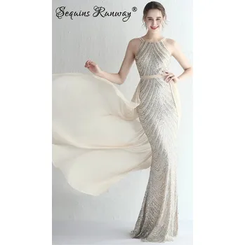 Dámské šaty Dlouhé klubové šaty Sequins SQ723 Barva: Stříbrná, Velikost: M