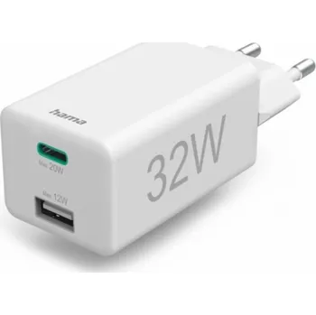HAMA set: rychlá USB nabíječka USB-C PD/QC, USB-A, 32 W + kabel USB C-C 1 m