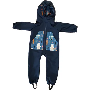 Kojenecká kombinéza Monkey Mum® Softshellová kombinéza s membránou – Noční obloha se zvířátky - vel. 98/104, 110/116 98/104