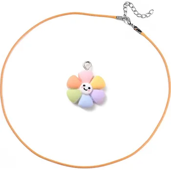 Přívěsek Dětský šperk přívěsek Kytička smajlík a šňůrka na krk