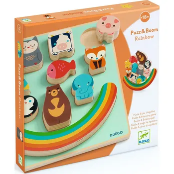 Dřevěná hračka DJECO Puzz & Boom Zvířátka s duhou
