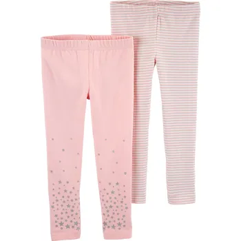 LEGINY CARTER'S 2 KS, S PROUŽKY A HVĚZDIČKAMI, RŮŽOVÉ Velikost: 9M