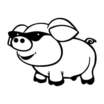 Samolepící dekorace SAMOLEPKA Prase 006 levá frajer v brýlích (01 - černá) NA AUTO, NÁLEPKA, FÓLIE, POLEP, TUNING, VLASTNÍ TEXT, TISK, AUTOSAMOLEPKY.cz, POLEPY, OBRÁZEK, LOGO, SAMOLEPKY