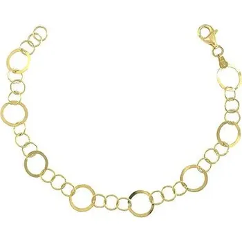 Náramek Stříbrný pozlacený náramek kroužky délka náramku 17+3cm