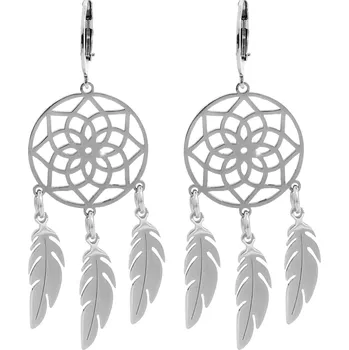 Módní doplněk JSB bijoux s.r.o. Ocelové náušnice klapky s prořezávaným přívěskem lapače snů bez krystalů