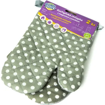Chňapka Kuchyňská chňapka bavlna / teflon HOME POINT, šedá s puntíky, 27x17cm, 2ks (pravá, levá)