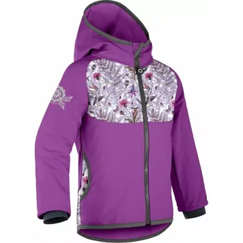 Chlapecká bunda Dětská softshellová bunda Unuo s fleecem Basic Louka ostružinová velikost 122/128