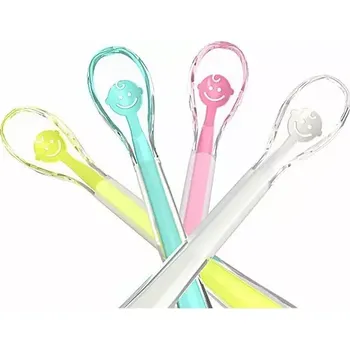 dětská jídelní sada Silikonová lžička měkká BabyOno Smile zelená