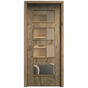 Interiérové dveře SAPELI SWING KOMFORT M49 - CPL LAMINÁT - POSUVNÉ DVEŘE VČ. ZÁRUBNĚ - Dub sherwood Průchozí šířka (cm): 80, Průchozí výška (cm): 197, Typ skla: Planibel bronz