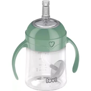 LOVI První hrneček se slámkou a závažím 150ml zelený (35364)