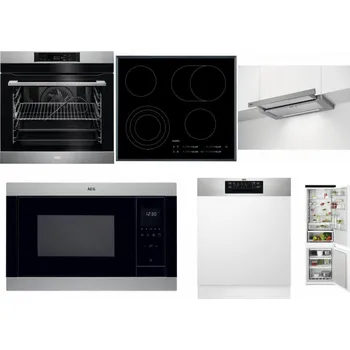 Set domácích spotřebičů AEG BPK742380M + AEG Mastery DirectTouch HK654070FB + AEG DPE5660M + AEG Mastery MSB2547D-M + AEG FEE72706PM + AEG TSC6M181ES