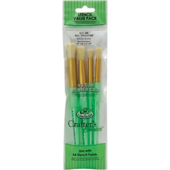 Umělecký štětec Royal Langnickel Malířské štětce 4 ks- ,, White Bristle Stencil " Vel. 6,10,13,16 mm