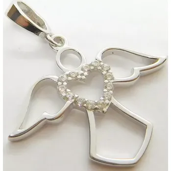 Přívěsek Klenoty Budín Dámský zlatý přívěsek z bílého zlata andělíček se zirkony 585/0,87gr HK3179 (Klenoty Budín Dámský zlatý přívěsek z bílého zlata andělíček se zirkony 585/0,87gr HK3179)