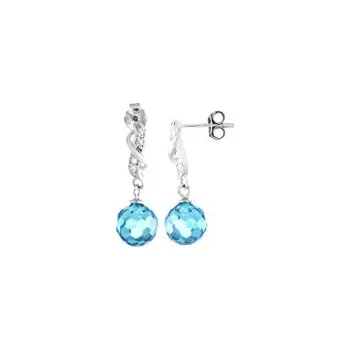 Náušnice Náušnice visací stříbrné Kulička modrá se zirkony - 2