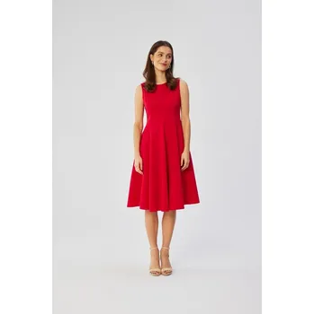 Dámské šaty S358 Přiléhavé šaty bez rukávů - červené EU S