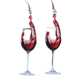 Náušnice Náušnice Sklenička vína - červené