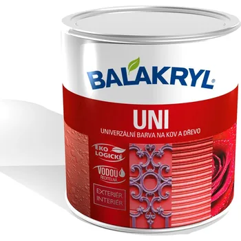 univerzální barva BALAKRYL UNI LESK vodou ředitelná rychleschnoucí univerzální barva na kov a dřevo 9 kg P1000 Bílá