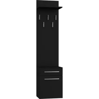 Předsíňová stěna Předsíňová stěna z dřevotřísky, věšák, skříňky černý mát Ratan