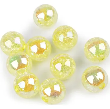 Korálek Plastové korálky s AB efektem Ø15 mm 10 kusů - 4 žlutá světlá