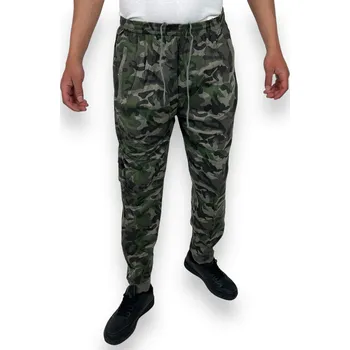 Dunaone Pánské vojenské nadměrné tepláky s manžetou Barva: Vojenská, Velikost: L