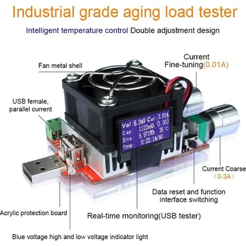 Tester kapacity Qualcom 35W USB elektronická zátěž vybíjecí voltmetr ampermetr na baterie