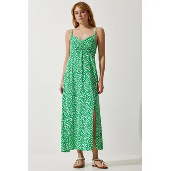 Cizojazyčná kniha Happiness İstanbul Women's Green Strap Patterned Viscose Dress Happiness İstanbul zelená 2667640