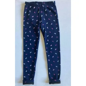Dívčí zateplené legíny Topo in Fashion tmavě modré s barevnými koníky