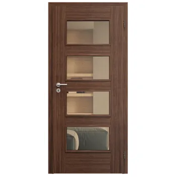 Interiérové dveře SAPELI SWING KOMFORT M49 - DÝHA - OTOČNÉ DVEŘE VČ. ZÁRUBNĚ - Ořech americký Průchozí šířka (cm): 90, Průchozí výška (cm): 197, Typ skla: Planibel bronz