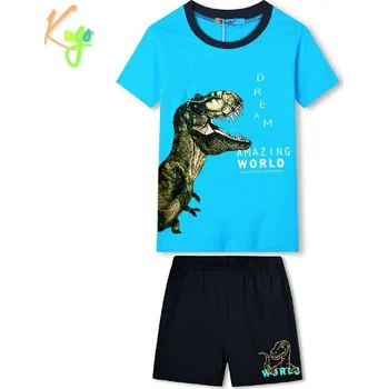 Chlapecké pyžamo Chlapecké letní pyžamo KUGO WT7307, tyrkysová / tm. modrá (pyžamo pro kluky s dinosaurem)