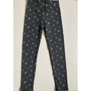 Dívčí legíny Topo dívčí zateplené legíny tmavě šedé drobné kytičky velikost 152