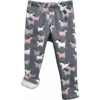 Dívčí legíny Topo dívčí zateplené legíny šedé potisk pejsci velikost 104